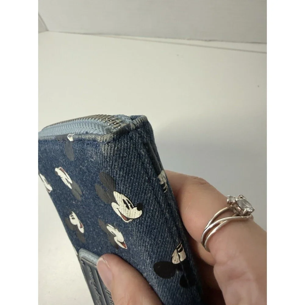 Disney Parks Mickey Mouse Denim AOP Loungefly Purse Wallet